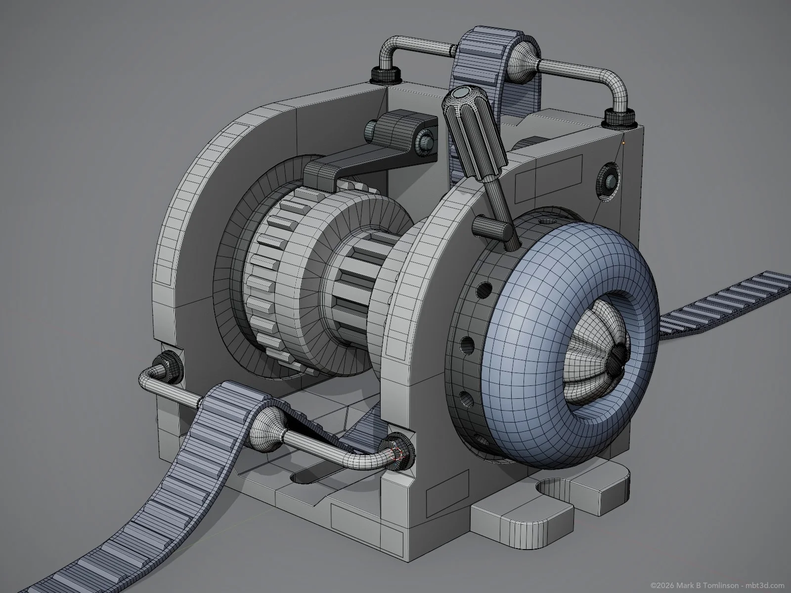 Wireframe render of the model